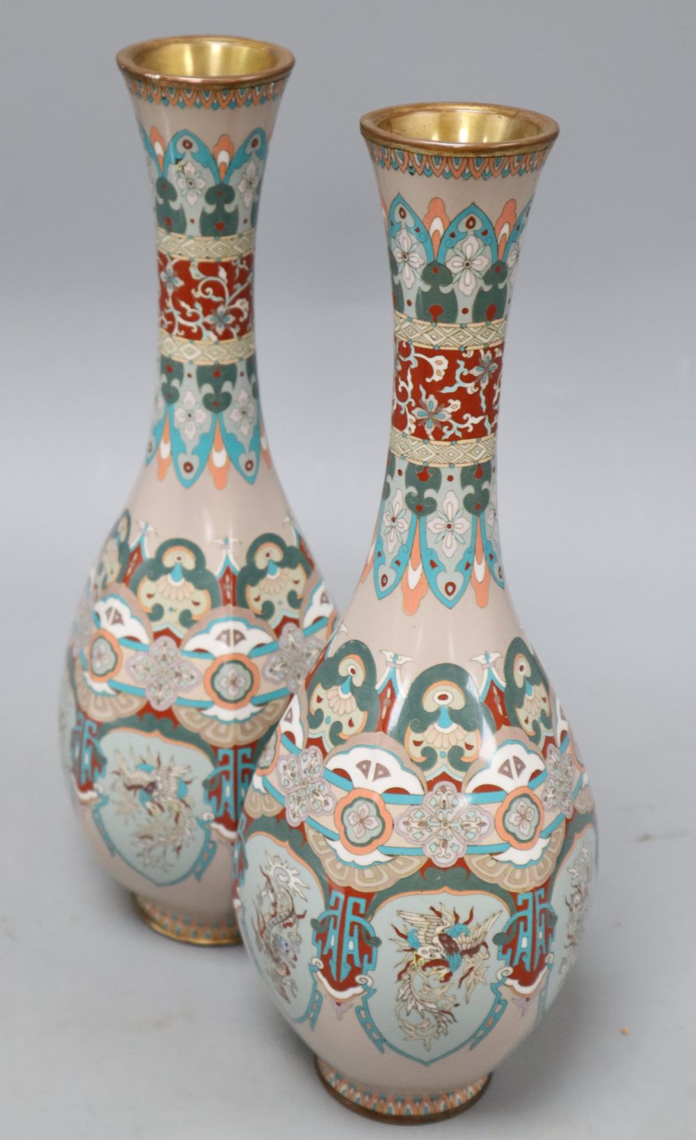 A pair of Japanese cloisonne vases, height 30.5cm